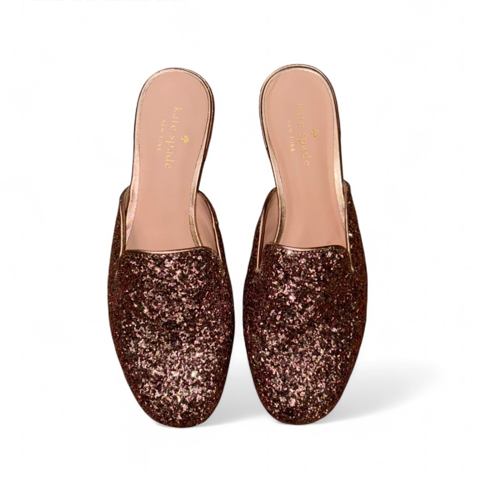 Kate Spade Gowen Shimmy Pink Glitter Glam Mule Loafers Flats Whimsy Preppy 6.5